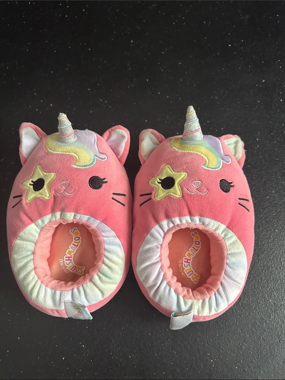 Squishmallows Girls Pink Unicorn Cat slipper 2-3